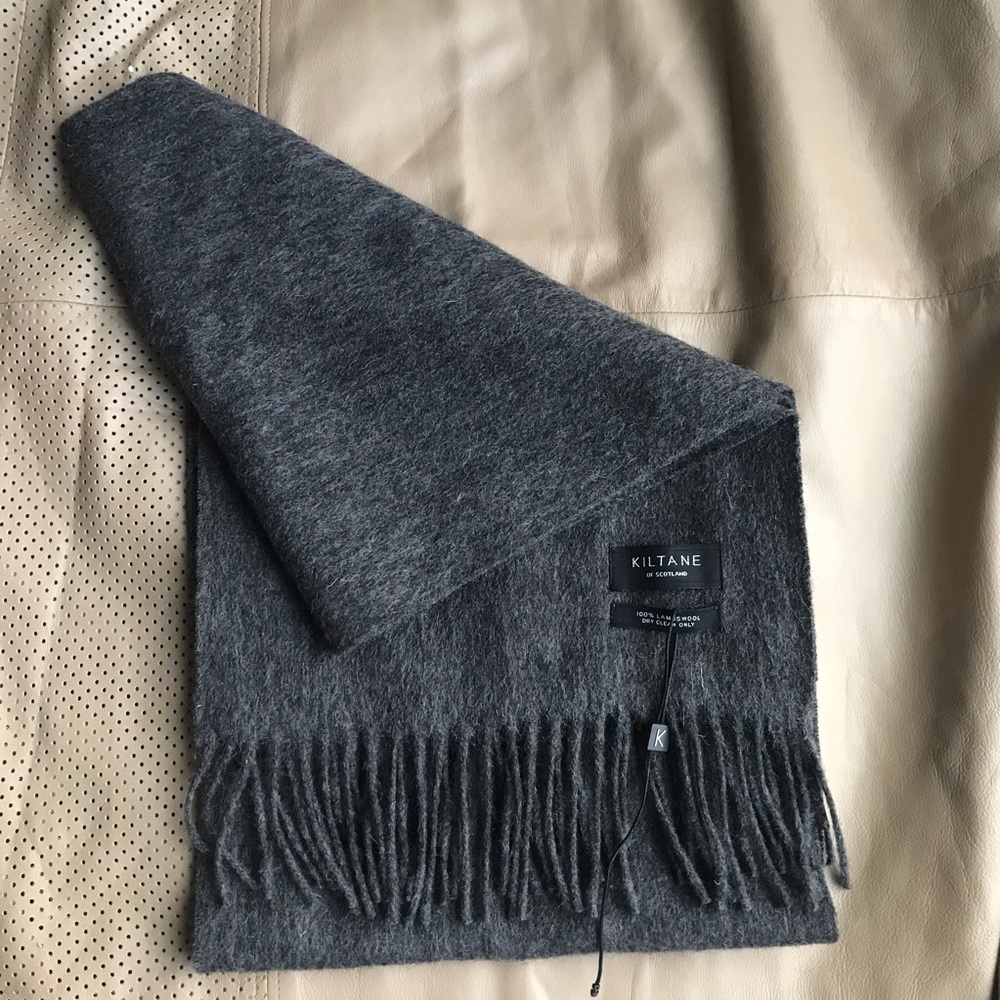 Kiltane of Scotland 100% Wool Gray Scarf